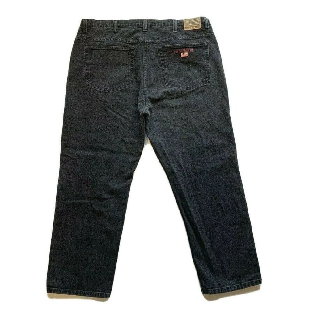 Vintage Polo Ralph Lauren RL Jean‎ Big Jeans Mens 42x30 Banner Relaxed Black NEW
